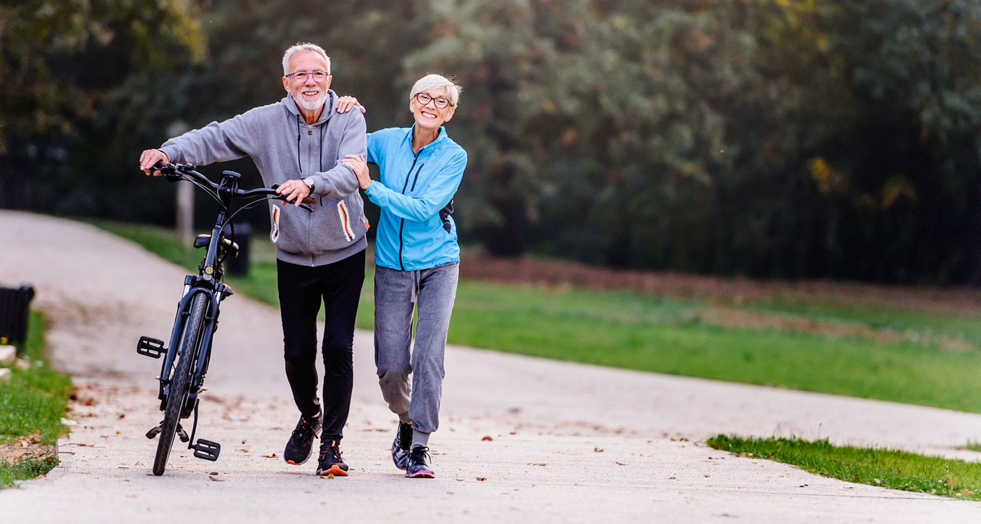 Senior couple bike ride